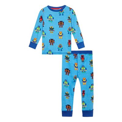 bluezoo Boys' blue robot print pyjama set